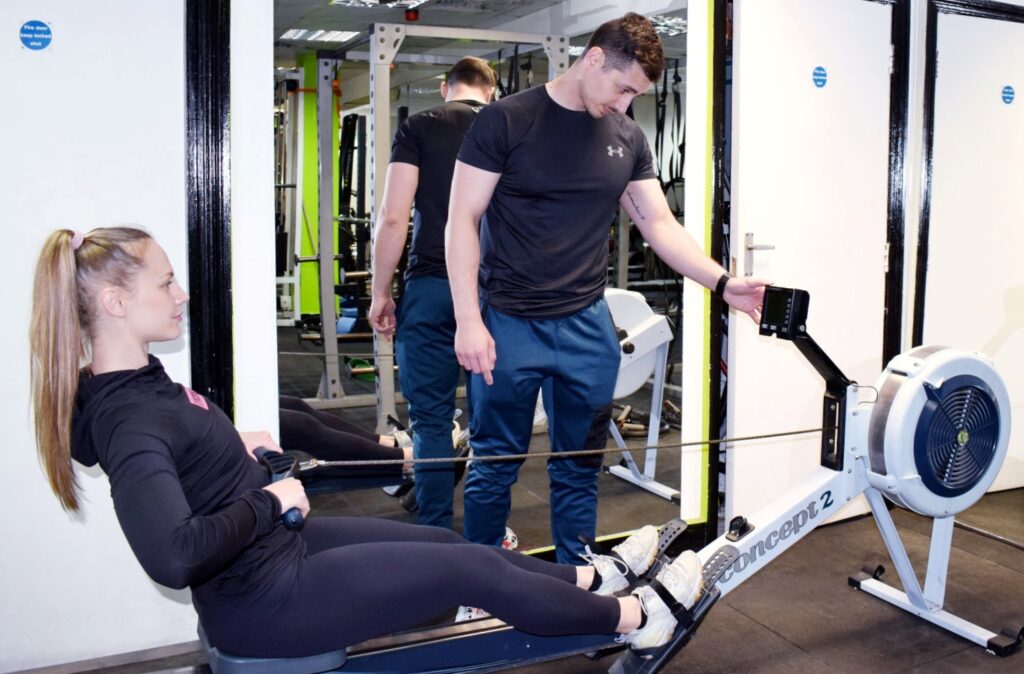 Bogi using the rowing machine at Drakes Gym